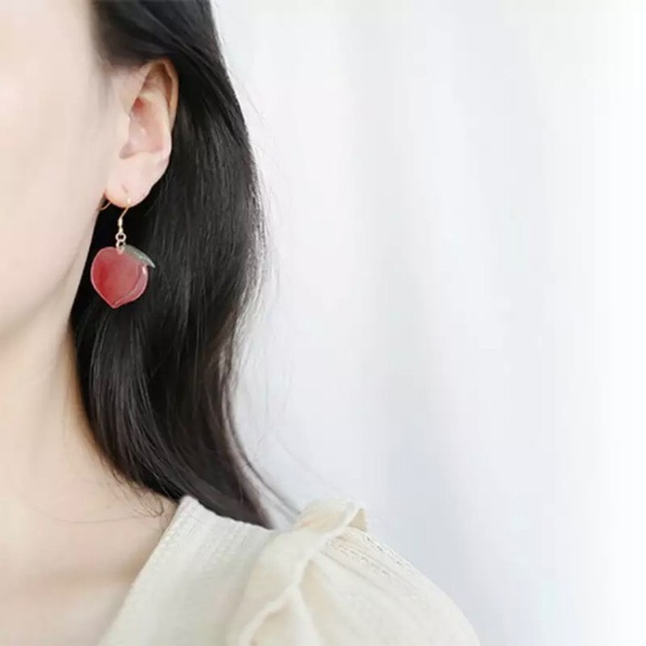 Pretty As A Georgia Peach Drop Resin Earrings - Picture 11 of 11